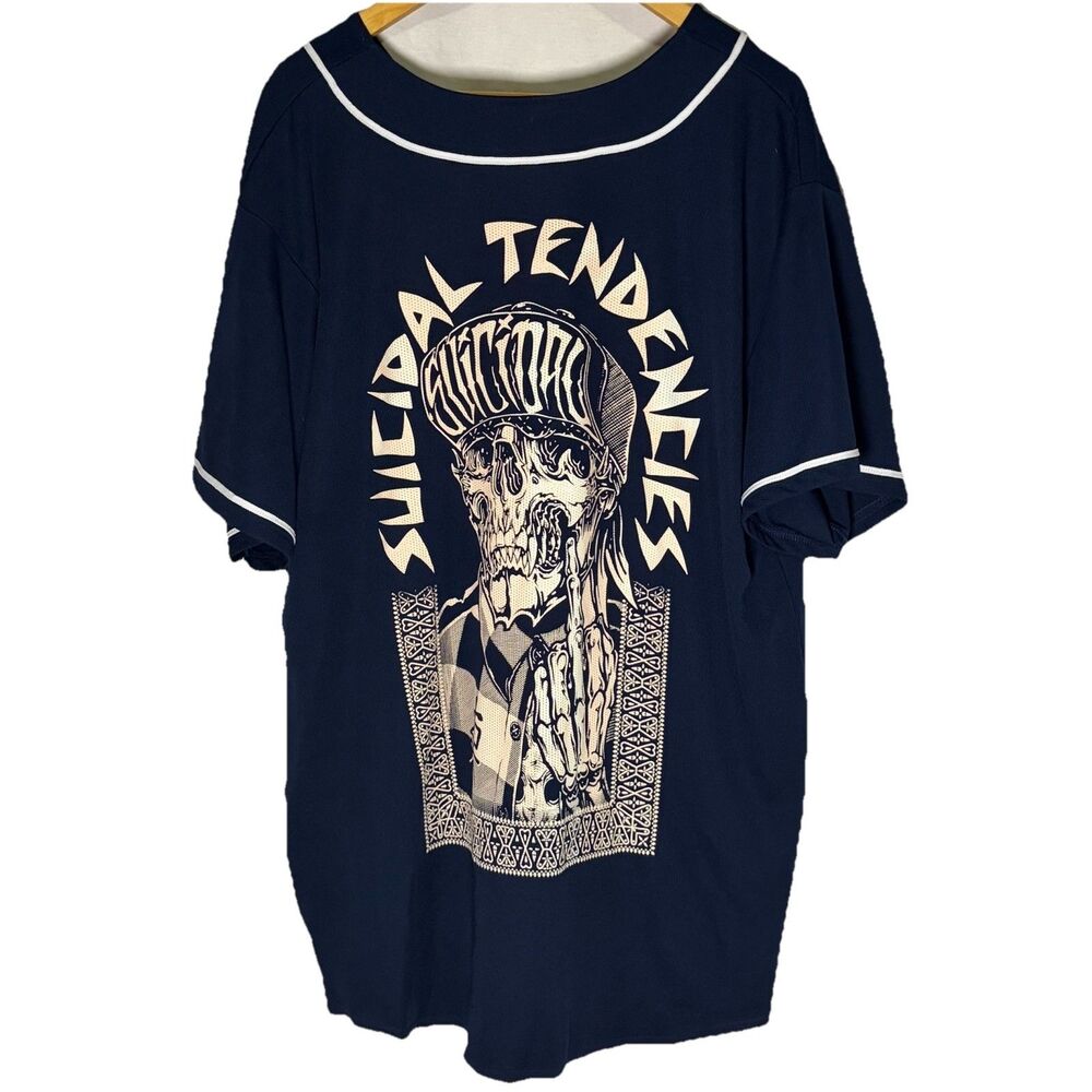 Suicidal Tendencies Skull Baseball Jersey Shirt Men’s 2XL Graphic Streetwear